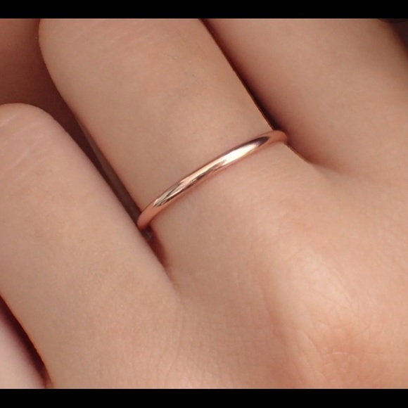Gold Thin Minimalist Stackable Band - Picture 3 of 5